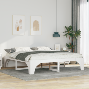 vidaXL Bedframe met opslag Wit 200 x 200 cm Massief grenenhout
