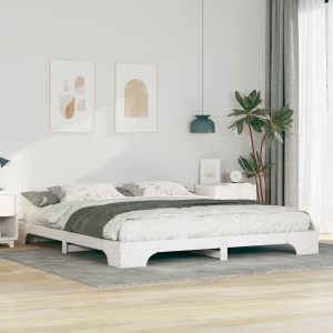 vidaXL Bedframe met opslag Wit 200 x 220 cm Massief grenenhout