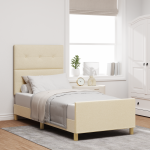 vidaXL Bedframe stof crèmekleurig 90x200 cm