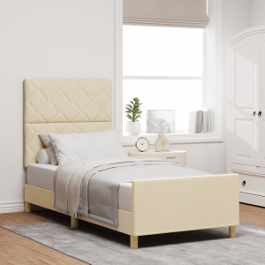 vidaXL Bedframe stof crèmekleurig 90x200 cm