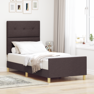 vidaXL Bedframe stof donkerbruin 90x190 cm