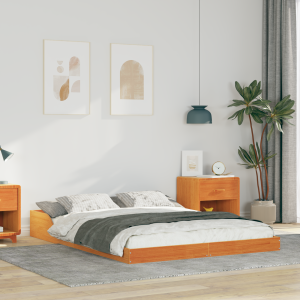 vidaXL Bedframe Wasbruin 120 x 200 cm Massief grenenhout
