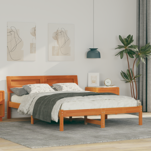 vidaXL Bedframe Wasbruin 140 x 190 cm Massief grenenhout