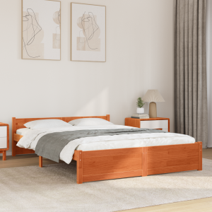 vidaXL Bedframe Wasbruin 205,5 x 155,5 x 51 cm Massief grenenhout