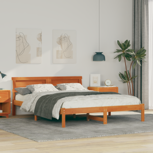 vidaXL Bedframe Wasbruin 150 x 200 cm Massief grenenhout