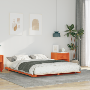 vidaXL Bedframe Wasbruin 150 x 200 cm Massief grenenhout