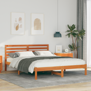 vidaXL Bedframe Wasbruin 150 x 200 cm Massief grenenhout