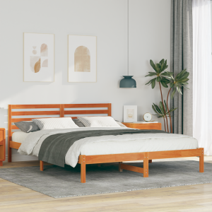 vidaXL Bedframe Wasbruin 160 x 220 cm Massief grenenhout