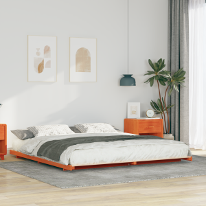 vidaXL Bedframe Wasbruin 200 x 220 cm Massief grenenhout