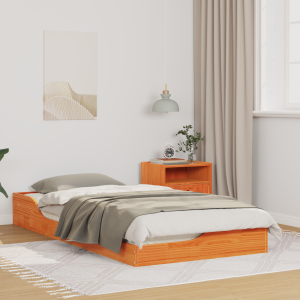 vidaXL Bedframe Wasbruin 90 x 190 cm Massief grenenhout