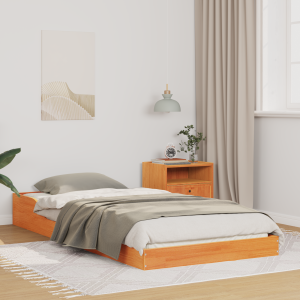 vidaXL Bedframe Wasbruin 90 x 220 cm Massief grenenhout