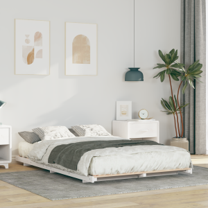 vidaXL Bedframe Wit 135 x 190 cm Massief grenenhout