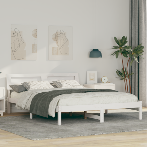 vidaXL Bedframe met hoofdeinde Wit 150 x 200 cm Massief grenenhout