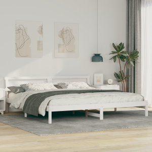 vidaXL Bedframe Wit 200 cm x 200 cm Metaal en Hout