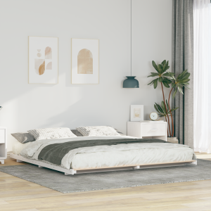 vidaXL Bedframe Wit 200 x 200 cm Massief grenenhout