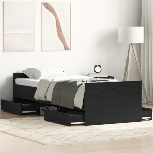 vidaXL Bedframe met lade Zwart Eiken 193 x 78 x 50 cm Bewerkt hout