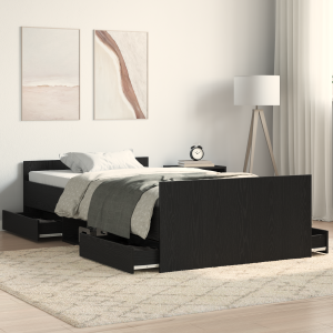 vidaXL Bedframe met lade Zwart Eiken 203 x 93 x 50 cm Bewerkt hout