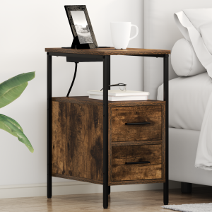 vidaXL Bedside kasten 2 pcs Gerookt eiken 30 x 48 x 61 cm Bewerkt hout