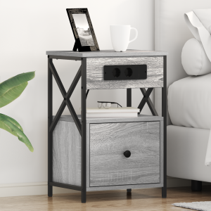 vidaXL Bedside kasten 2 pcs Grijs sonoma 40 x 31 x 60 cm Bewerkt hout