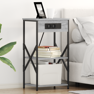 vidaXL Bedside kasten 2 pcs Grijs sonoma 41 x 31 x 76 cm Bewerkt hout
