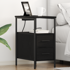 vidaXL Bedside kasten 2 pcs Zwart eiken 30 x 48 x 61 cm Bewerkt hout