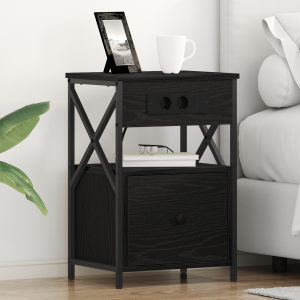 vidaXL Bedside kasten 2 pcs Zwart eiken 40 x 31 x 60 cm Bewerkt hout