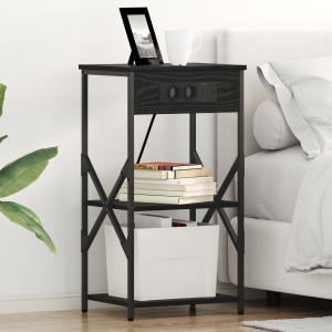 vidaXL Bedside kasten 2 pcs Zwart eiken 41 x 31 x 76 cm Bewerkt hout