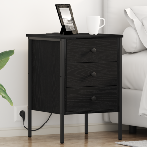 vidaXL Bedside kasten 2 pcs Zwart eiken 42 x 41 x 61 cm Bewerkt hout