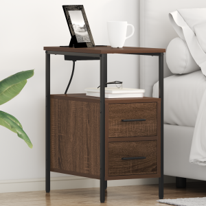 vidaXL Bedside kasten met lade 2 pcs bruin eikenkleur 30 x 48 x 61 cm