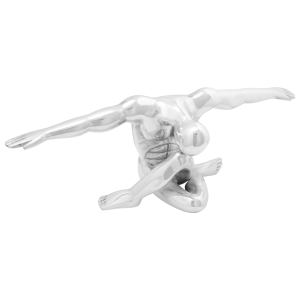 vidaXL Beeldje denkende man 63x20x22 cm aluminium zilverkleurig