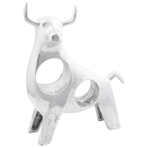 vidaXL Beeldje stier 22x9,5x34 cm aluminium zilverkleurig