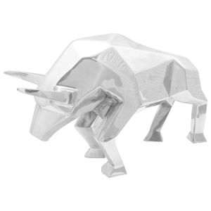 vidaXL Beeldje stier 74x23x39 cm aluminium zilverkleurig