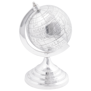 vidaXL Beeldje wereldbol 16,5x14x26 cm aluminium zilverkleurig
