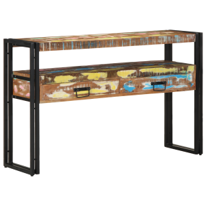 vidaXL Bijzettafels 120x33x75 cm gerecycled hout en metaal meerkleurig