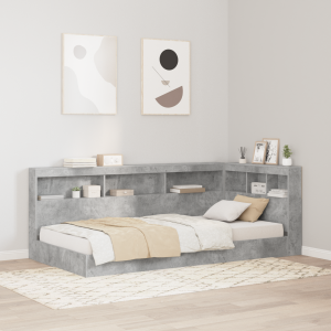 vidaXL Boekenkast Bed Betonnen Grijs 75x190 cm Geengineerd Hout