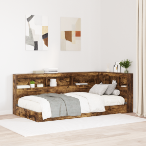 vidaXL Boekenkast Bed Gerookt Eiken 90x200 cm Van Gelaagd Hout