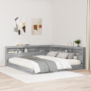vidaXL Boekenkast Bed Grijs Sonoma 180x200 cm Aangelegd Hout