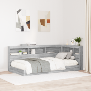 vidaXL Boekenkast Bed Grijs van Sonoma 75x190 cm Gemaakt van Geengineerd Hout