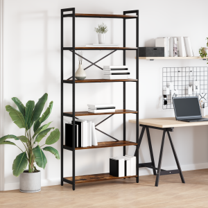 vidaXL Boekenkast Gerookt eiken 80 x 30 x 188 cm Hout en Staal