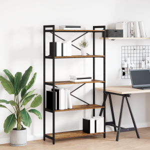 vidaXL Boekenkast Oud hout 80 x 30 x 153 cm Hout en staal