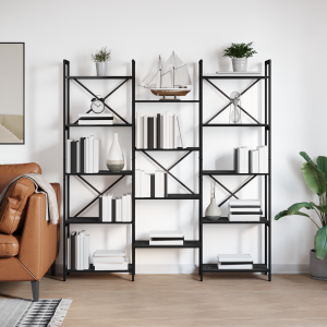 vidaXL Boekenkast Zwart eiken 156 x 25 x 167.5 cm Bewerkt hout