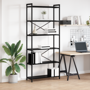 vidaXL Boekenkast Zwart eiken 80 x 30 x 188 cm Hout en Staal