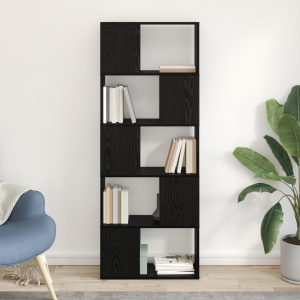 vidaXL Boekenkast Zwarte Eiken Bewerkt Hout 60 x 24 x 155 cm