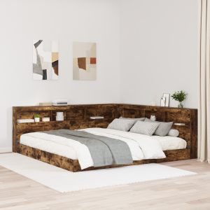 vidaXL Boekenkastbed Gerookt Eiken 180x200 cm Houtachtig Materialen