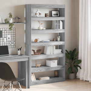 vidaXL Boekenkast/Kamerdivider Zwart Eiken 100x30x198 cm Gemaakt van engineered hout