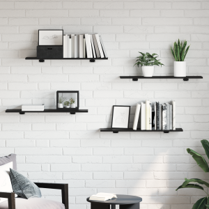 vidaXL Boekenplank Bord 4 pcs Zwart 100 x 40 x 1.5cm Spaanplaat