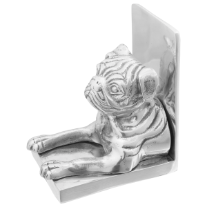 vidaXL Boekensteunen 2 st hond 12x15x18 cm aluminium zilverkleurig