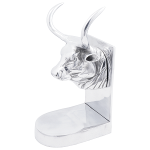 vidaXL Boekensteunen 2 st stier 17x15x27 cm aluminium zilverkleurig