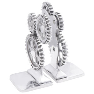 vidaXL Boekensteunen 2 st tandwiel 10x10x22 cm aluminium zilverkleur