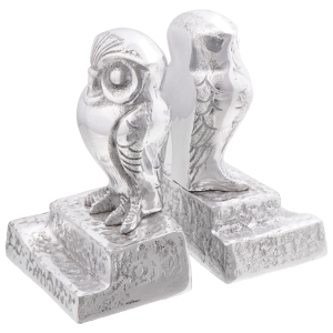 vidaXL Boekensteunen 2 st uil 12x9x19 cm aluminium zilverkleurig